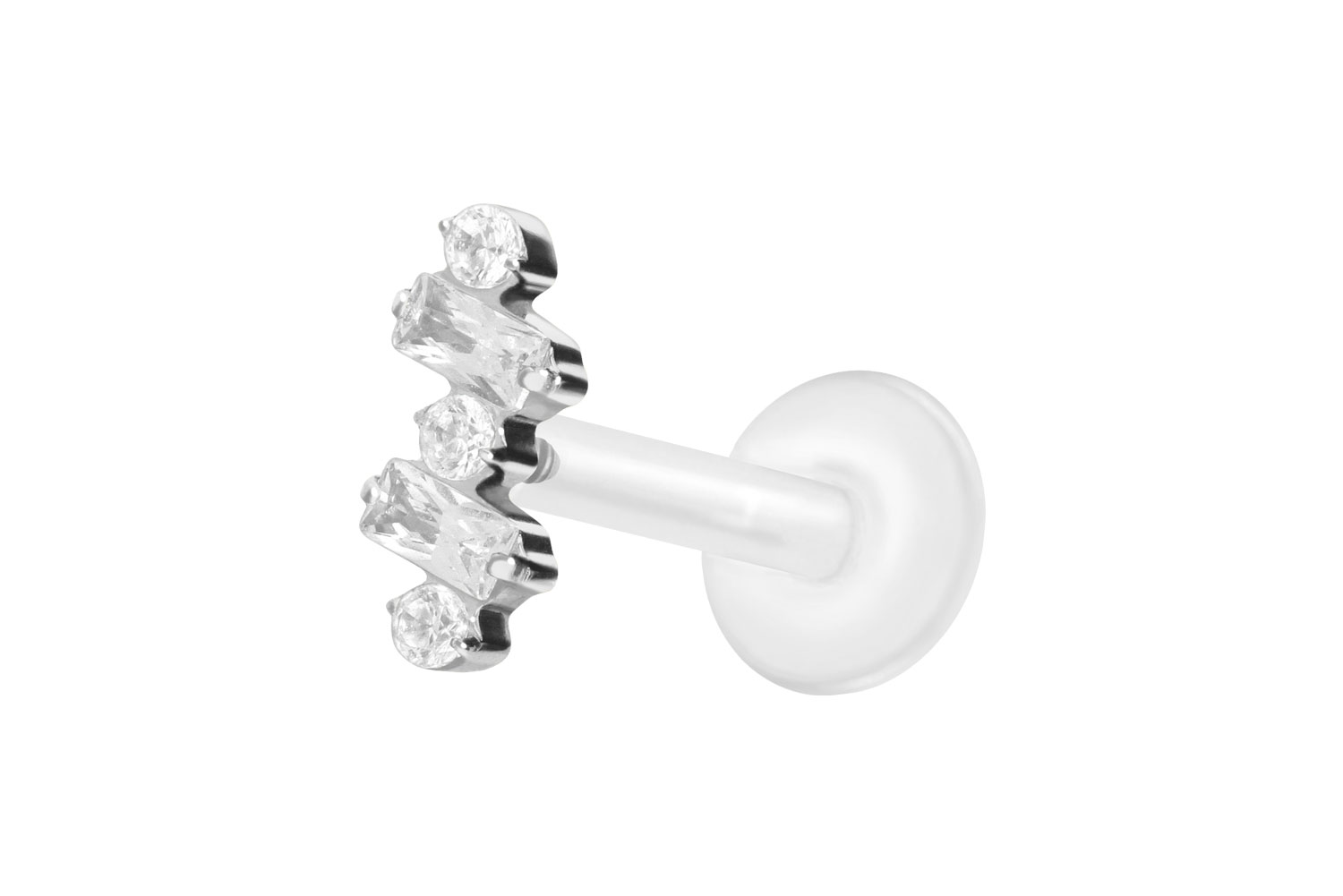 PTFE Labret Piercing mit Innengewinde + Titan-Aufsatz EINGEFASSTE KRISTALLE